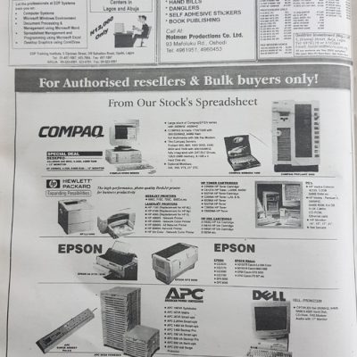 Advert for Computer Training Courses and Goldrim Computers and Technology Distribution for computer sales