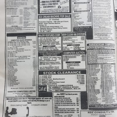 Sales Adverts for Computer Companies in Ikeja