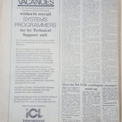 ICL Recruitment Ad for System Programmers