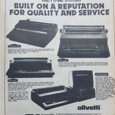 Leventis Business Systems Advert for Olivetti Electronic Typewriters