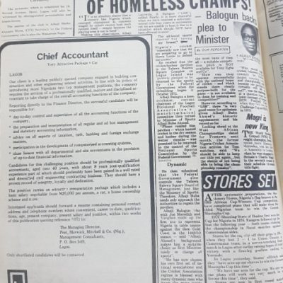 Job advert for Peat, Marwick, Mitchell & Co. (Nigeria)