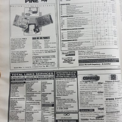 Sales Advert for Total Links, Termex ltd, and Gafunk and Microsoft Training Courses